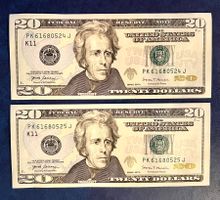 2x20 Dollars 2017 non circulé num. suivi