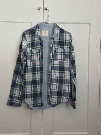 Chemise Abercrombie carreaux bleu clair et rose taille S