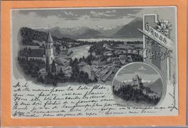 Gruss aus Thun - 2 images - 1901- Argentée