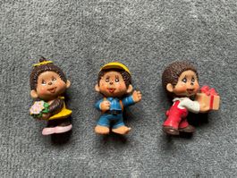 3 süsse Monchichi ,Bully Figuren von 1981