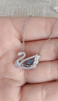  Collana Cigno Swarovski con Cristallo Blu