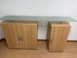TV-Möbel / Sideboard mit Glasplatte, Top Zustand!