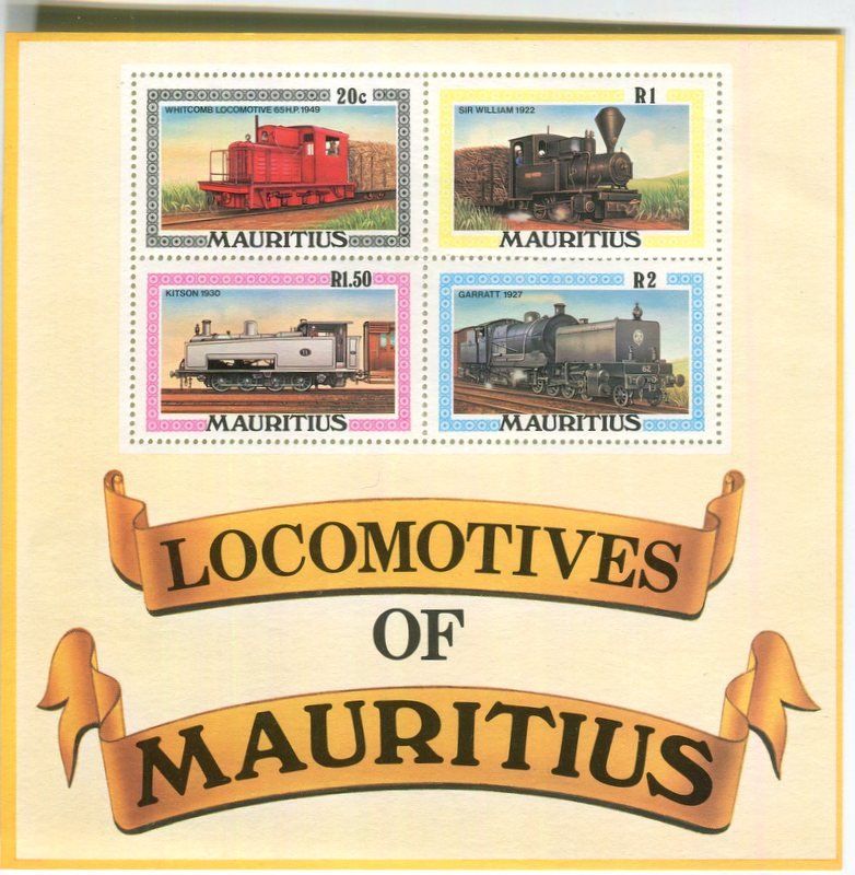 Alle Briefmarken: Block "Lokomotiven". Mauritius – Neu und originalverpackt aus Basel von Butsch5