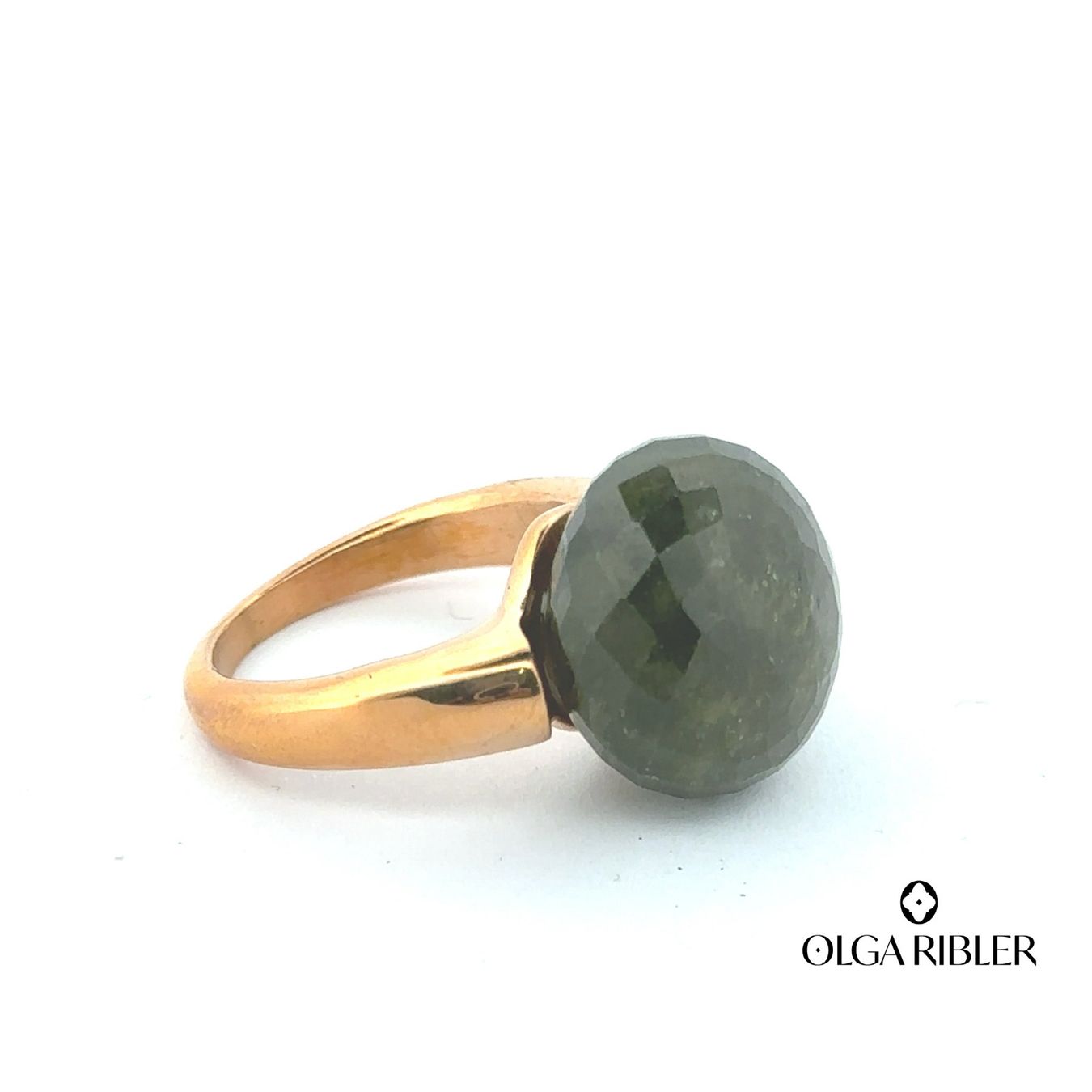 Olga Ribler Anelli: Statement gelbvergoldet, Edelstahl Ring Gr 56, Vesuvianite – Nuovo (secondo la descrizione) da Luzern venduto da Schmuckoutlet 2