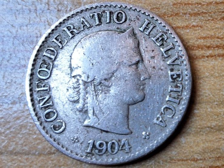 Tutti le monete: 5 Rappen 1904 - Selten! – Usato da Münchenstein venduto da purbach1 8