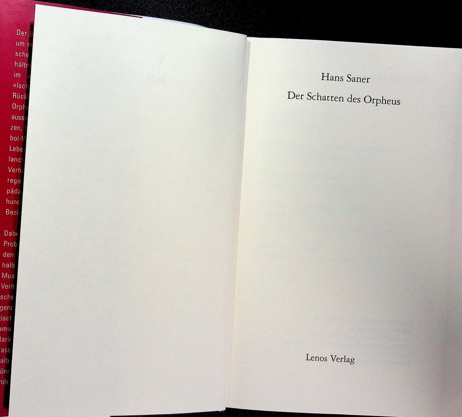 Bücher: Hans Saner Der Schatten des Orpheus GB Lenos EA 2000 – Gebraucht aus Reitnau von Zaomir 3