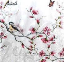 Serviette bird and blossom 25x25 (1109) 2Stk.