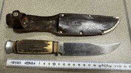 TIGER Solingen Jagdmesser – Hirschhorngriff – Lederscheide