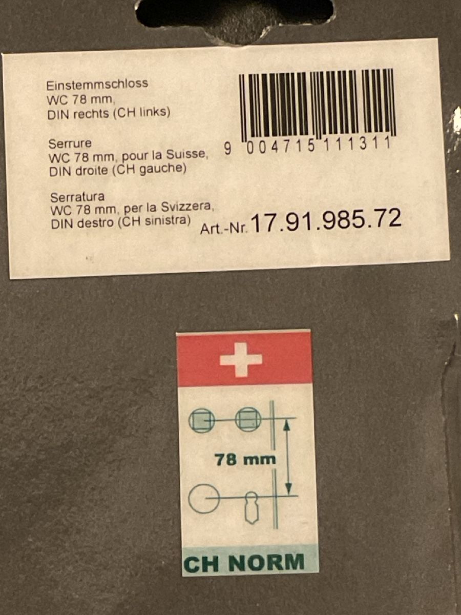 Cadenas: Lienbacher Einsteckschloss WC 85mm links CH Norm – Neuf avec emballage d'origine à Lüchingen par Ricardo_9450 1