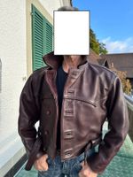 Edle Lederjacke, braun-bordeauxrot, Einzelanfertigung M