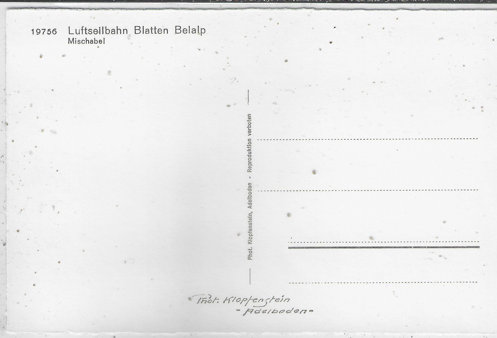 Cartoline postali: Luftseilbahn Blatten Belalp – Usato da Ettingen venduto da Kartenplanet 1