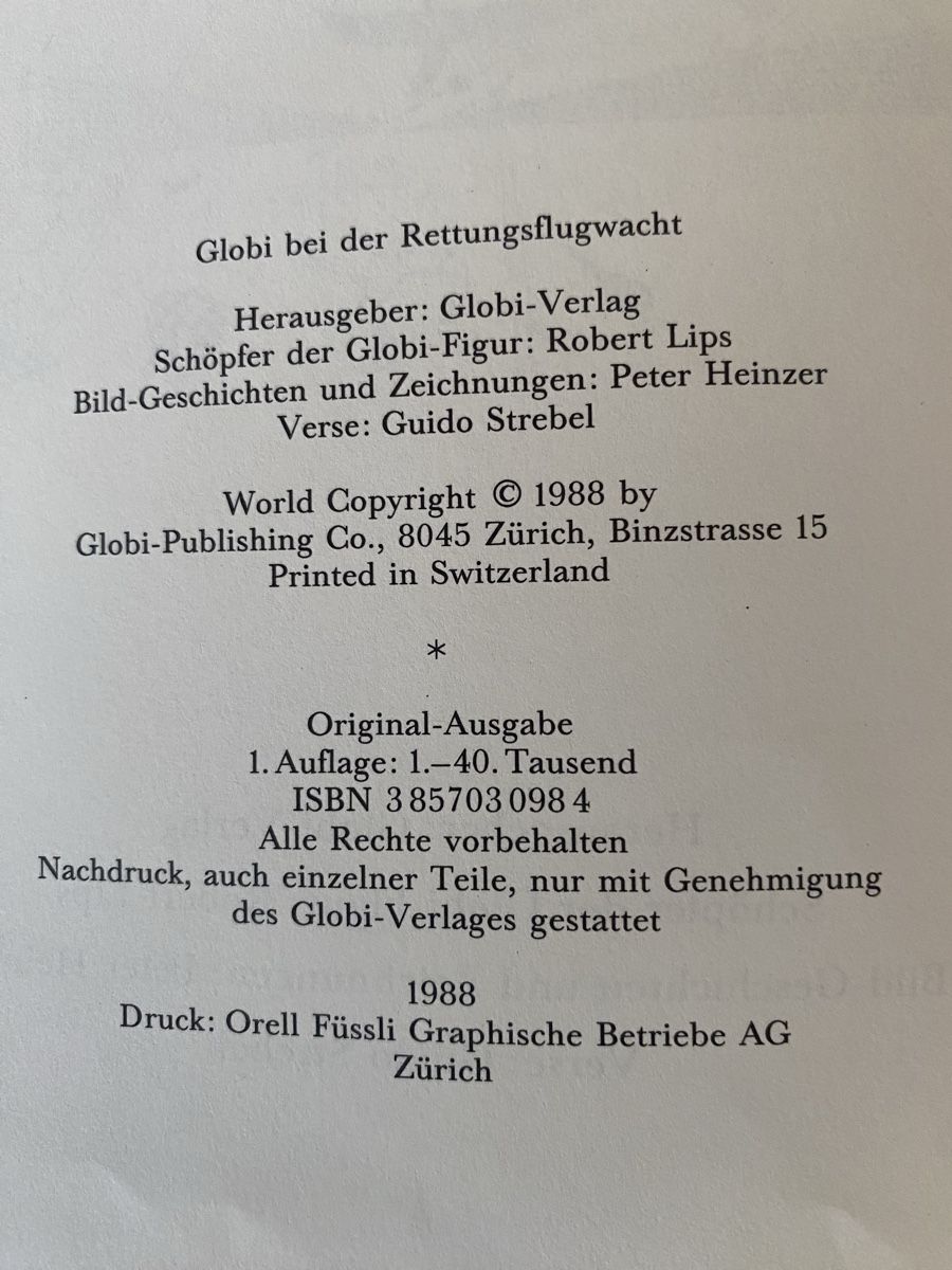 Libri: Globi bei der Rettungsflugwacht – Usato da Aathal-Seegräben venduto da wagenburg01 2
