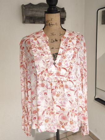 Odd Molly Bluse Grösse XXL Viskose Blumenmuster weiss