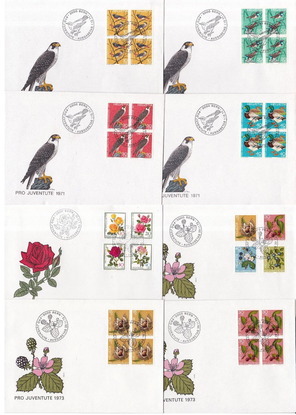 Alle Briefmarken: 54 Stk. Pro Juventute FDCs ab 1958 – Gebraucht aus Münchwilen AG von Nesar 2