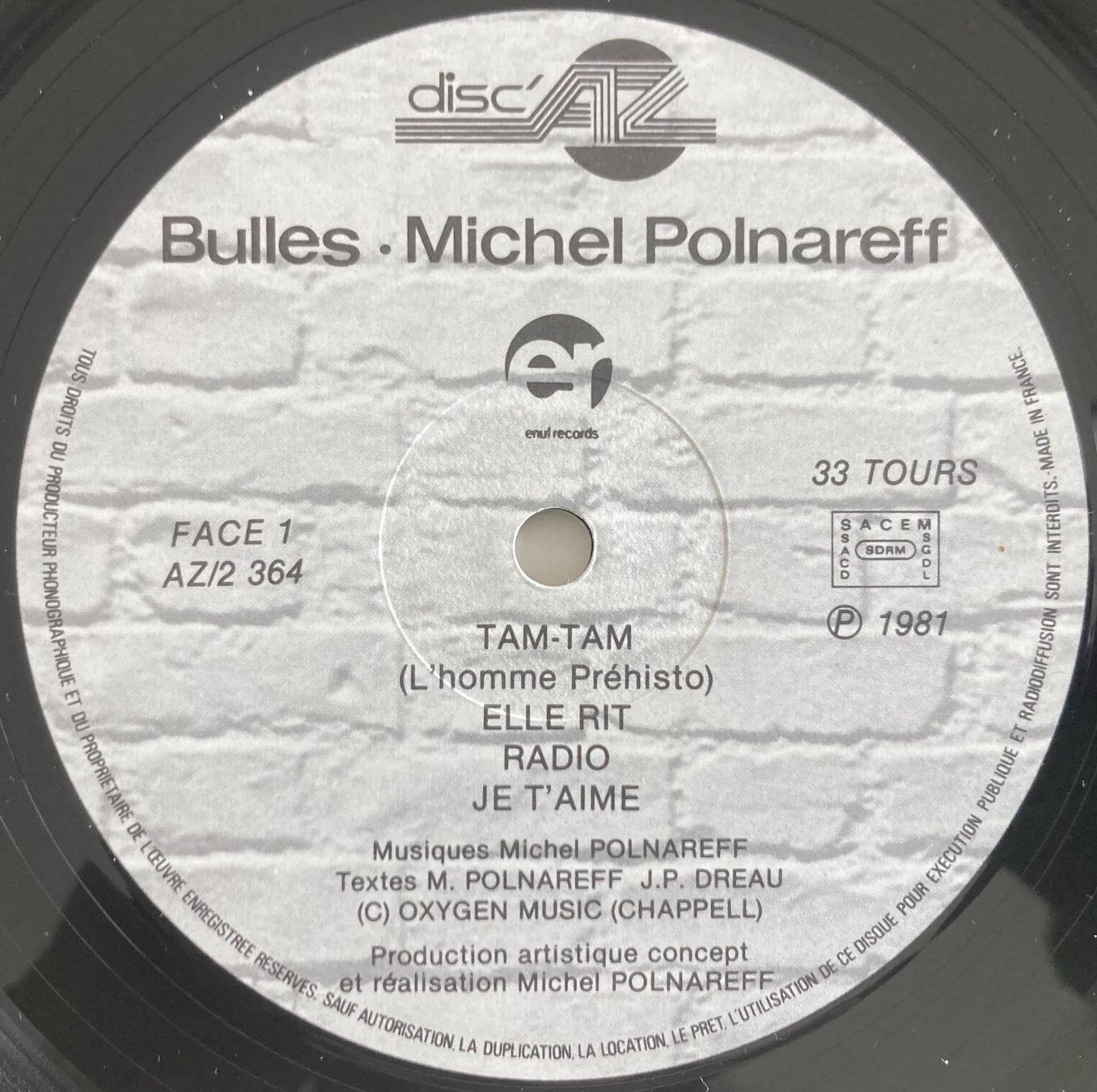 Dischi in vinile: MICHEL POLNAREFF - BULLES – Usato da Poliez-Pittet venduto da Newtown-Records 3