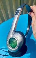 Retro earphones green transparent and silver new