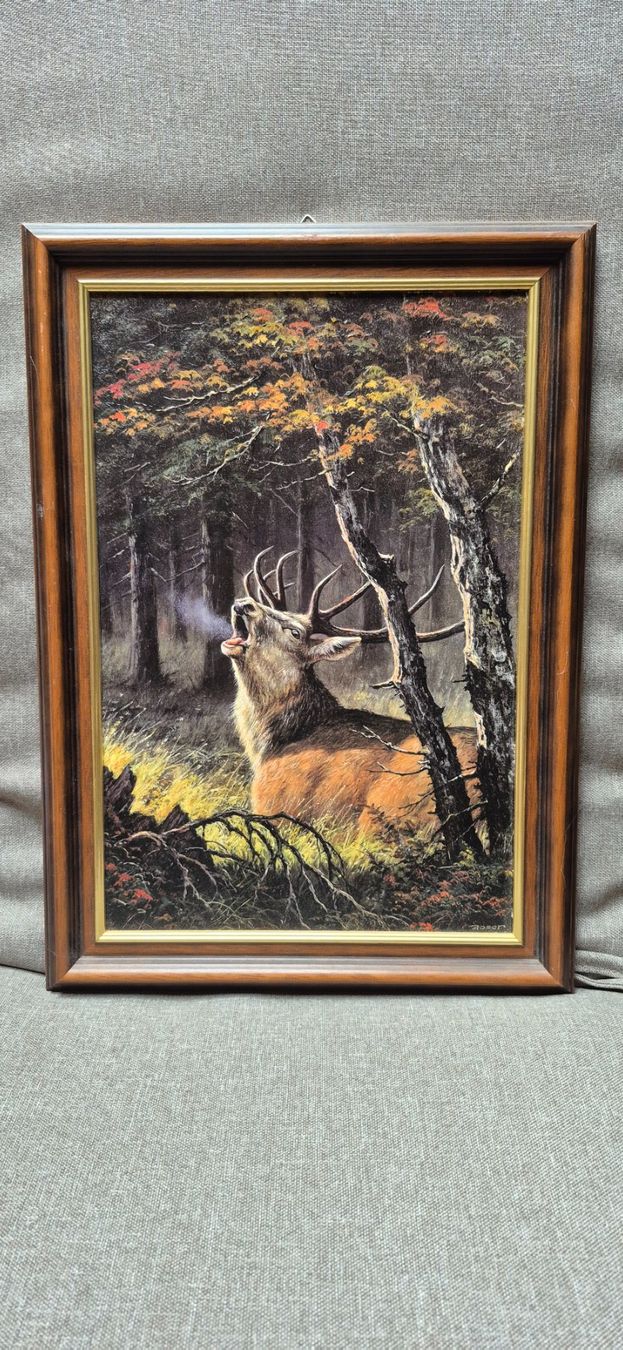 Tableaux: Marcel Moser Hirsch Gemälde im Holzrahmen! – D'occasion à Uetliburg SG par mss81