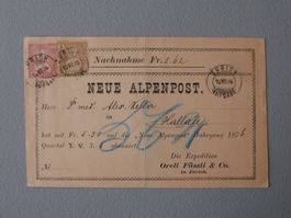 ANTIKES DOKUMENT NACHNAHME NEUE ALPENPOST 1876