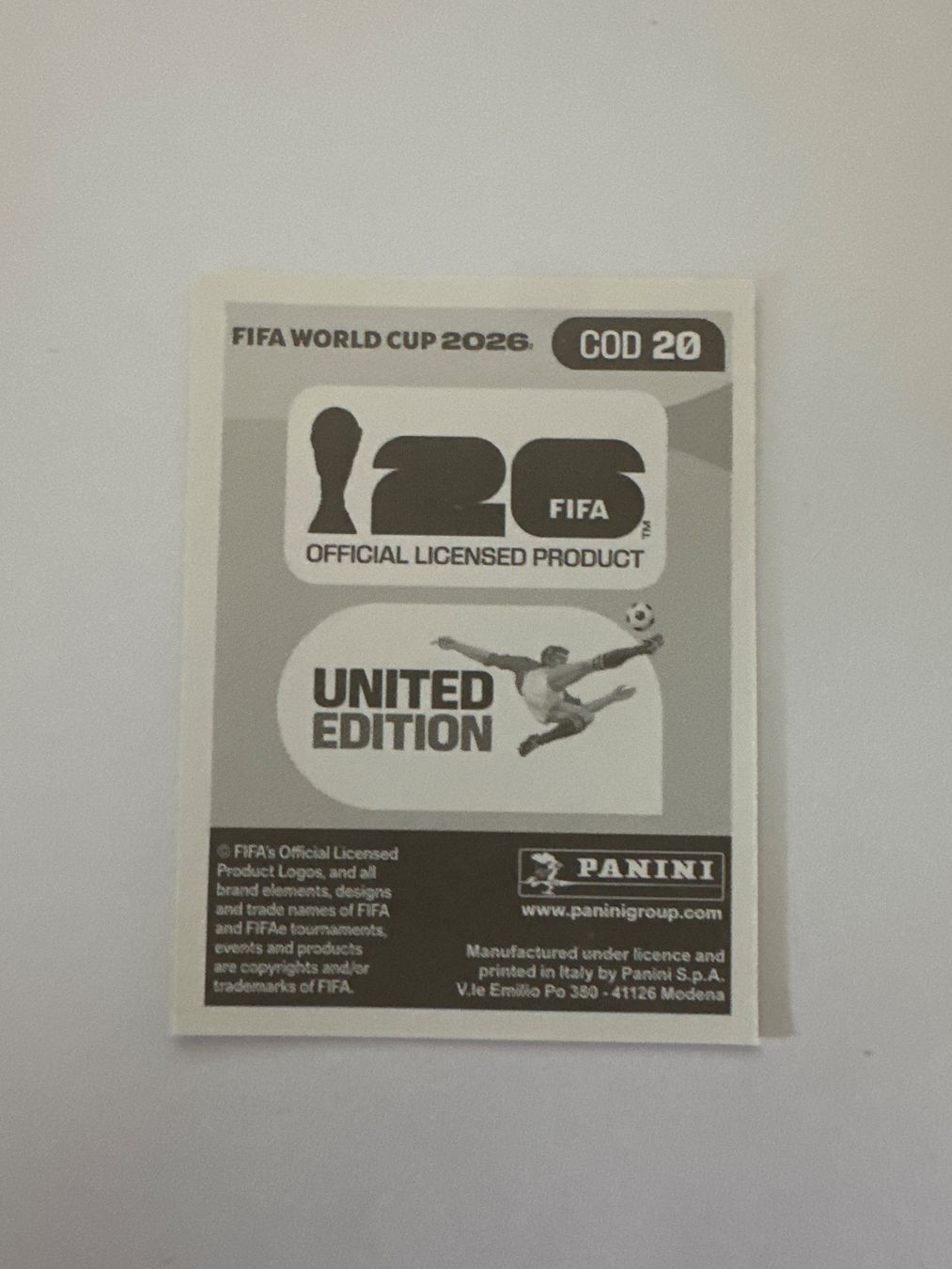 Panini Carte collezionabili: Panini FIFA WM 2026 Sticker - COD 20 – Usato da Sulz AG venduto da DealWerk 1