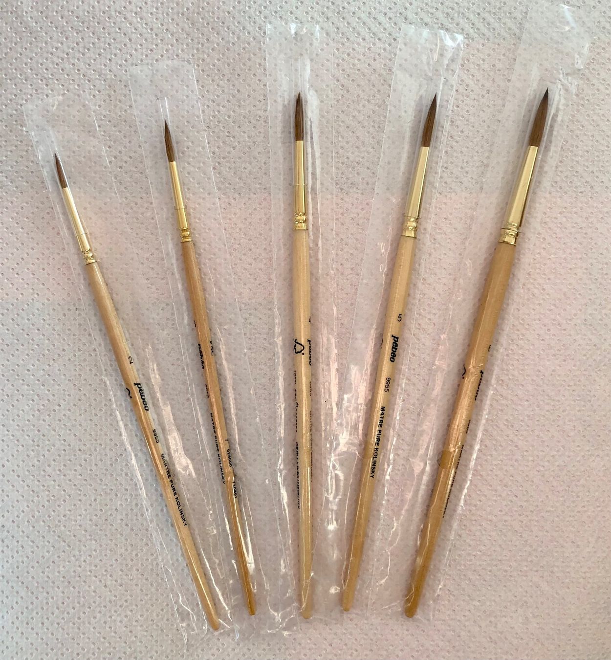 Pennelli: Lot de 5 pinceaux Kolinsky – Nuovo e nell'imballaggio originale da Le Crêt-p-Semsales venduto da staglione69
