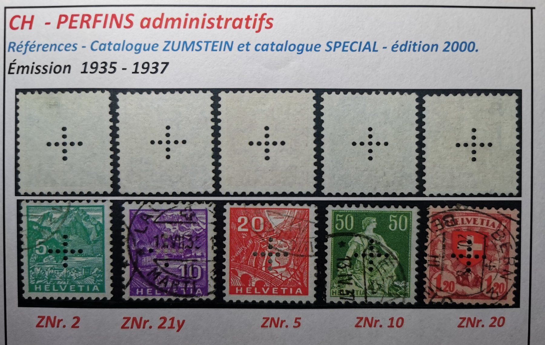 Tutti i francobolli: TR82 CH 5 Perfins – Usato da Cousset venduto da Patrick_Collections 6