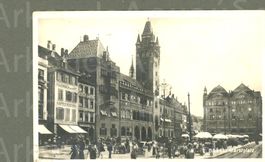 AK sw Basel BS Marktplatz, Rathaus,belebter Markttag ≈ 1927 
