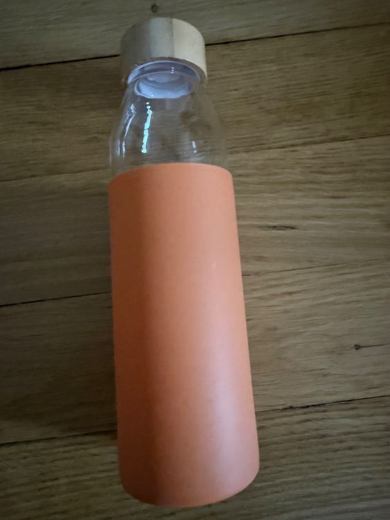 Gourde En Verre Nespresso Avec Manchon Silicone Orange – 500 Ml (16 Oz) – Réutilisable Et élégante
