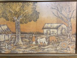 96 cm breitx 66.5 cm hoch Wandbild, Vintage Kunst