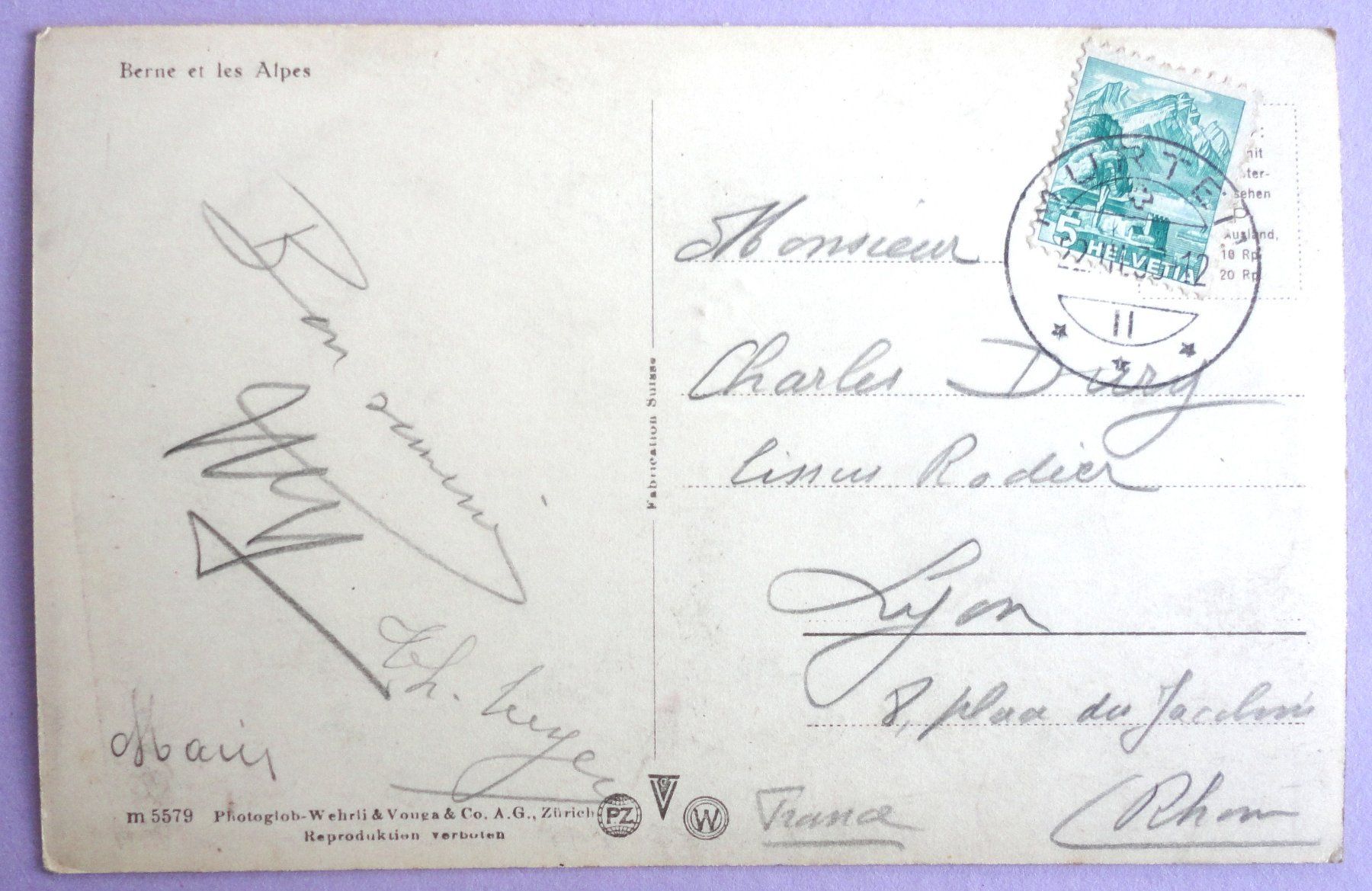 Cartoline postali: Bern und die Alpen – Usato da Fétigny venduto da Billy2miny 1