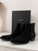 Saint Laurent Chelsea Boots, Schwarz Wildleder, Gr. 42