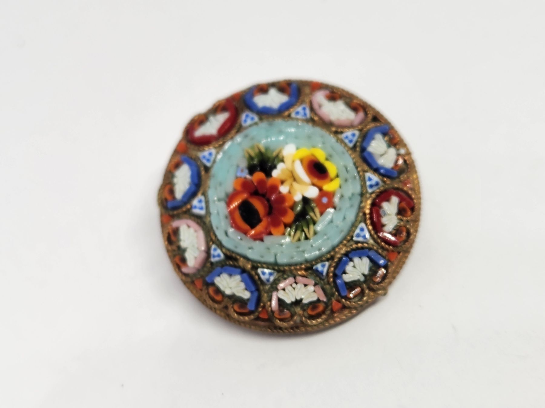 Spille & Fermagli: Vintage Micro-Mosaik Brosche, Blumenmuster – Usato da St. Gallen venduto da GIULESGG 2
