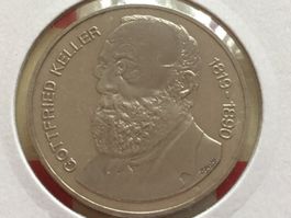 5 Franken 1990 vz, Gottfried Keller (gerahmt)