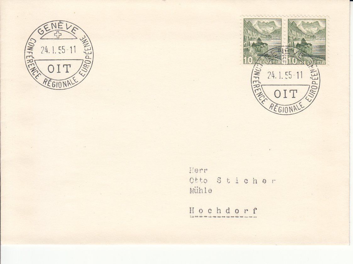 Tutti i francobolli: Sonderstempel S. 373 Genève OIT 1955 – Usato da Bürglen TG venduto da StampGraf
