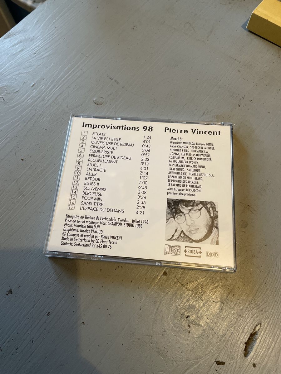 CD: Cd pierre Vincent improvisations 98 – Usato da moudon venduto da faucheur2 1