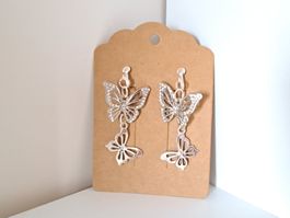 Schmetterling Ohrclips Strass Glitzer Double Butterfly