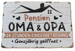 Pension Oma & Opa Kinderbetreuung - Blechschild (neu, OVP)