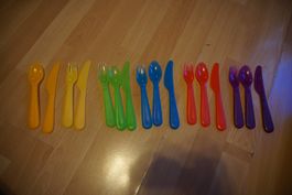 Buntes Kinder-Besteck-Set, 16 Teile, Plastik
