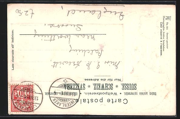 Cartoline postali: Litho Interlaken, Jungfrau, Wappen, 1901 – Usato da Berlin venduto da bartko-reher 1