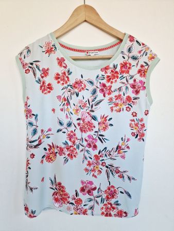Damen T-Shirt Street One Gr. S 36 Hellblau Mint geblümt