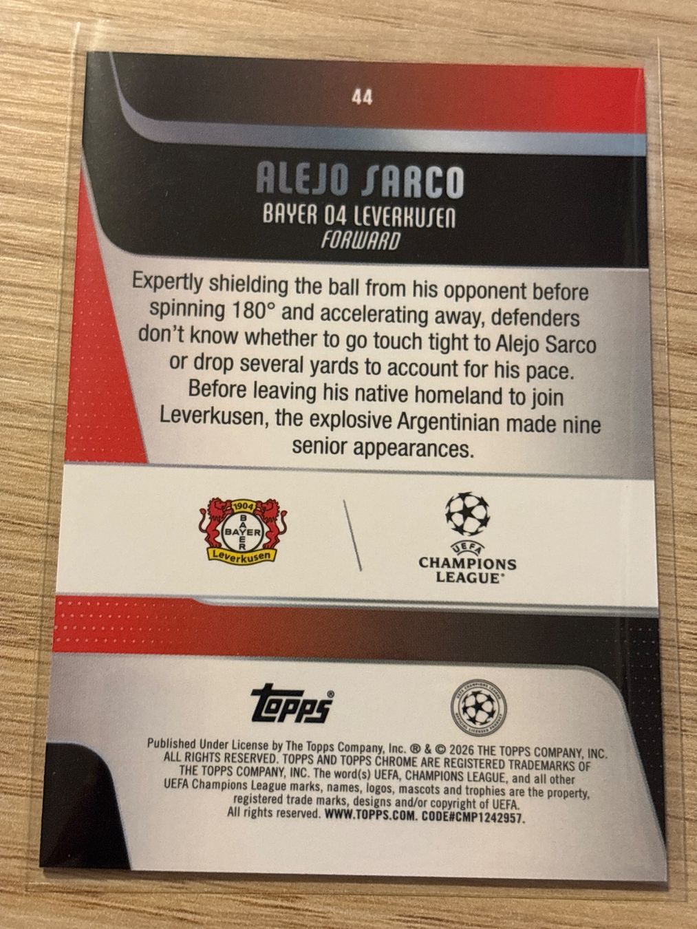 Topps Carte collezionabili: Topps Chrome UCC 25/26 Alejo Sarco Negative Refractor – Nuovo (secondo la descrizione) da Zürich venduto da BVBWINNER 1