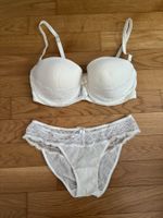 schönes elegantes Set mit BH (80D) & Slip (36) in creme-weis