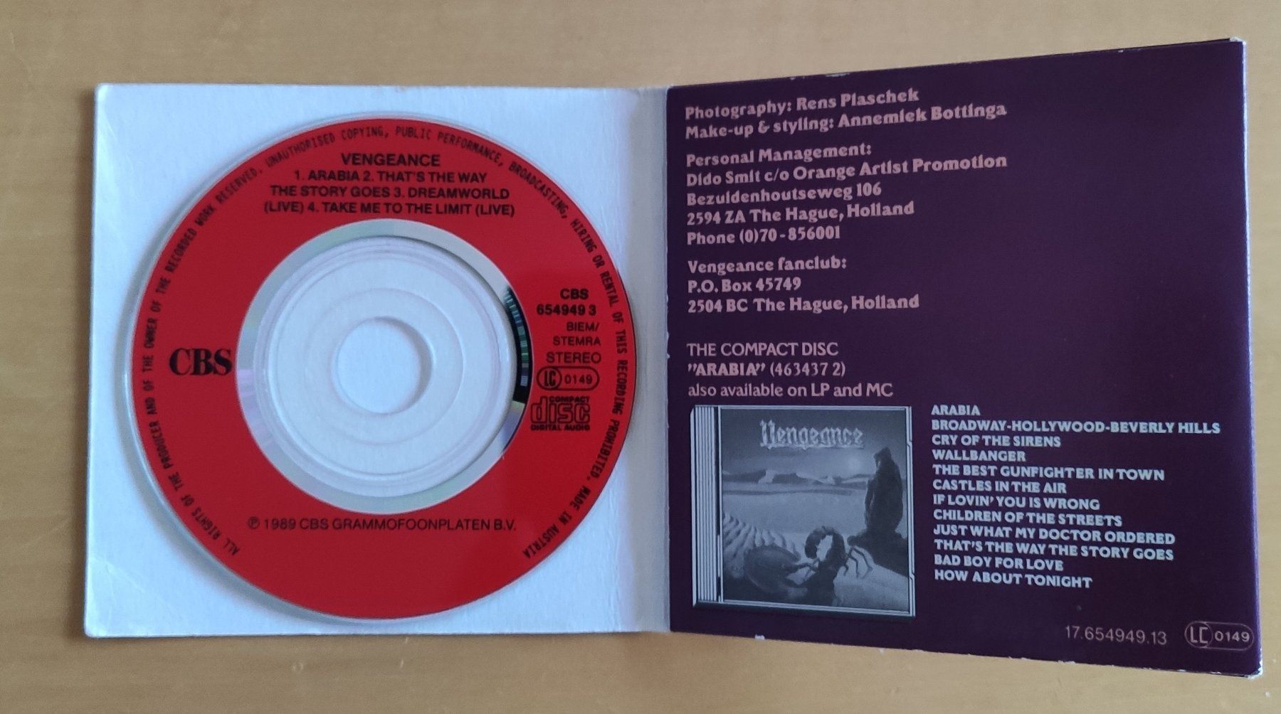 CD: Vengeance - Arabia - 3inch CD – Usato da Lenzburg venduto da Pa_hcs 2
