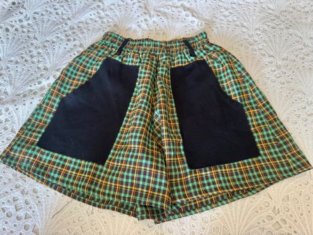 Damen Sommer Kurze Hose Kariert Schwarz Grün M Gut erhalten