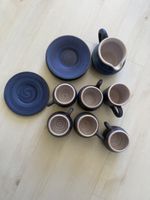 Keramik Tassen Set mit Milchkanne, blauer Ton ☕️