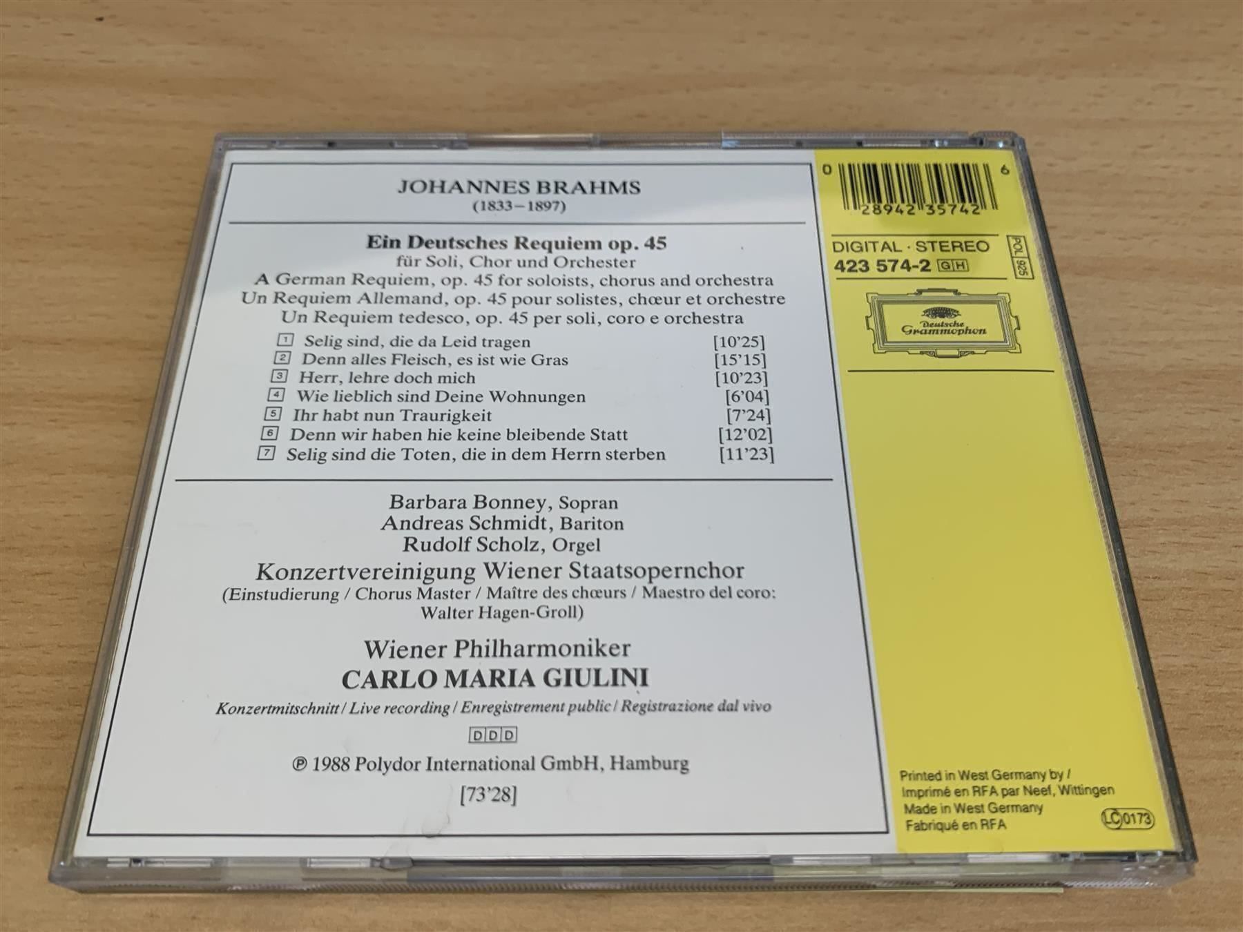 CD: Brahms - Ein Deutsches Requiem – Usato da Rikon im Tösstal venduto da Alpenmutz 1