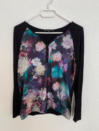 Bonita Shirt langarm schwarz bunt Blumen Gr. S