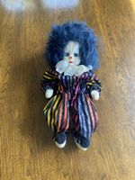 Sammlerpuppe Clown mit blauen Haaren, Vintage Rarität!