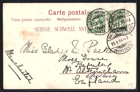 Cartoline postali: Litho Montreux, Totalansicht, Kirche – Usato da Berlin venduto da bartko-reher 1