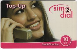 10 CHF sim2dial - seltene Prepaid Telefonkarte