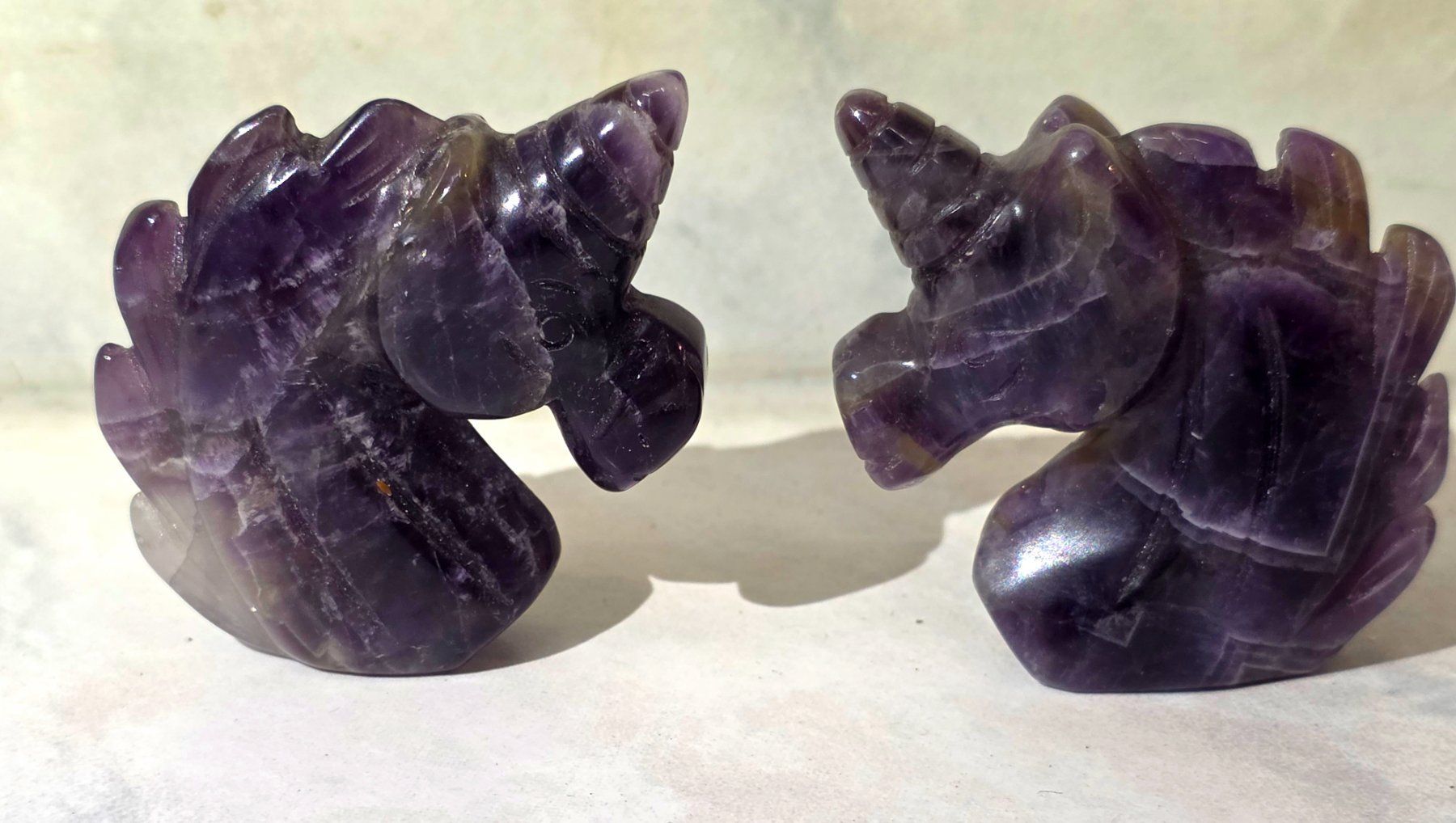 Mineralien & Heilsteine: 2 Amethyst Einhorn Büsten 85g – Neu und originalverpackt aus Matzingen von Shay_Crystalz 1